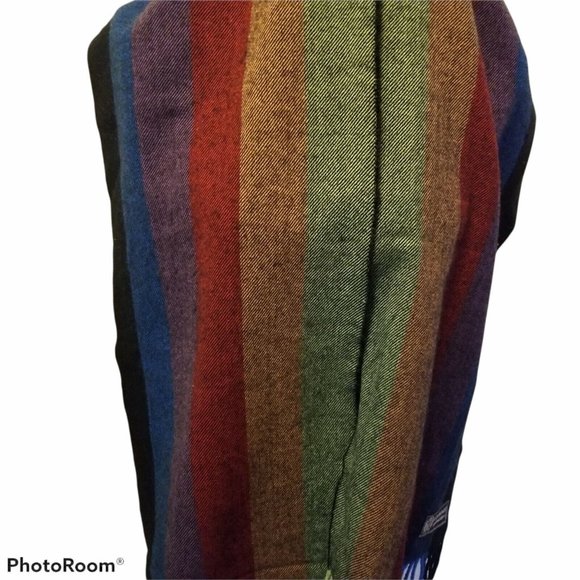 Cashmyarn By Berkshire Colorful Striped Scarf With Fringe Acrylic - Picture 4 of 8